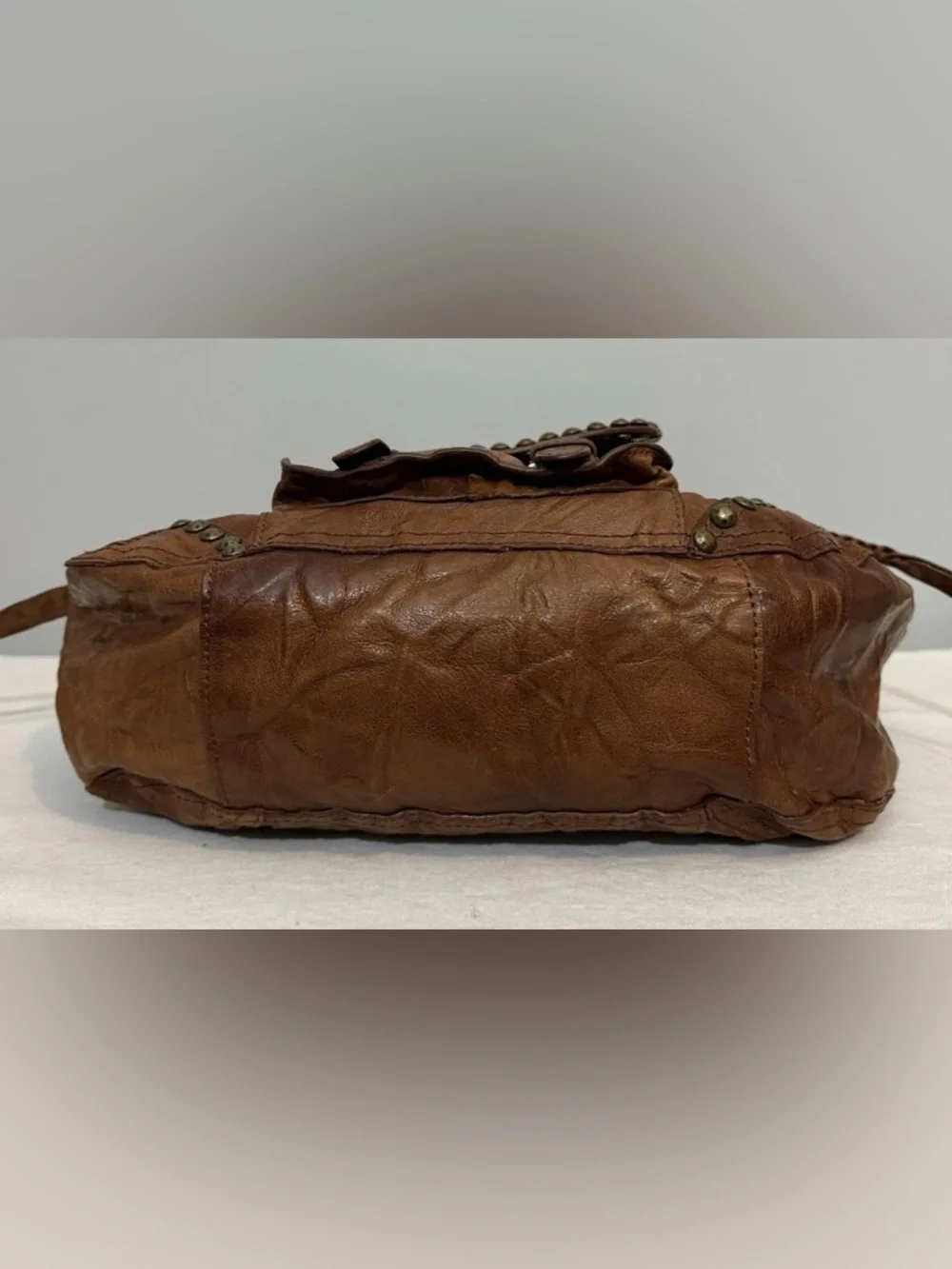 Sam Edelman Tumbled Leather Hobo Shoulder Bag Brown Y2K